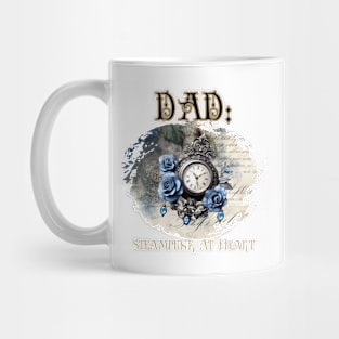 Dad: Steampunk At Heart Vintage Clock - Golden Version Mug